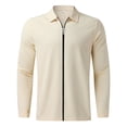 thumbnail image 4 of Men's Solid Color Zipper Lapel Jacket Coat Men's Casual Fashion Warm Coat3XL, 4 of 4