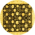 thumbnail image 1 of Ahgly Company Indoor Round Oriental Yellow Traditional Area Rugs, 7' Round, 1 of 4