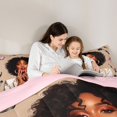 thumbnail image 4 of Castle Fairy Glam Black Woman Twin Comforter Sets 2pcs,Makeup Print Bedding Set,Brown Pink,Grey Reversible,1 Comforter and 1 Pillowcase, 4 of 6