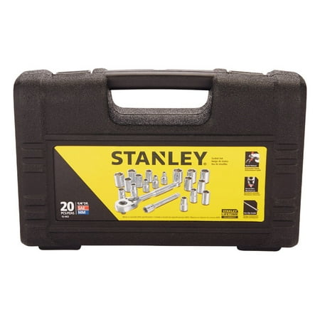 

STANLEY Assorted x 1/4 drive SAE 6 Point Socket Set 20 pc.