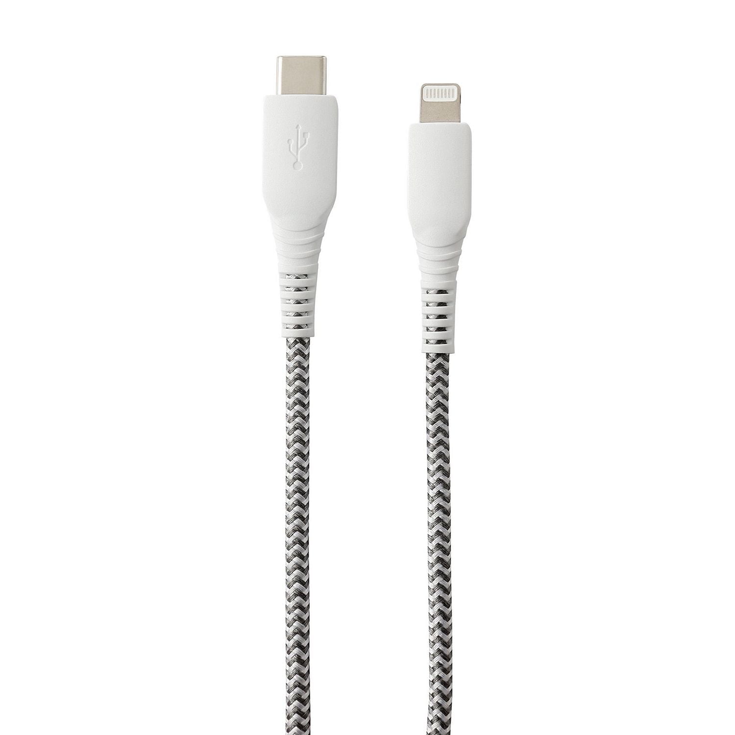 blackweb 6 FT Lightning to USB-C Charge and Sync Cable with Durable Braided Cable (White)
