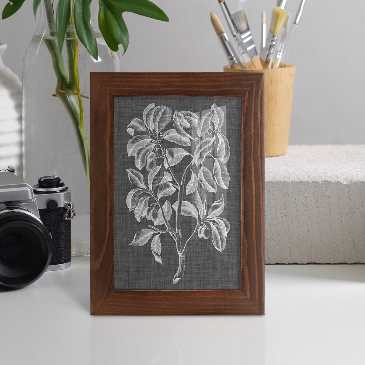 Graphic Foliage I - Framed Print w/glass - Chestnut