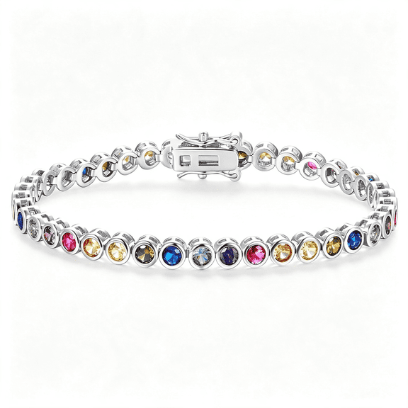 DESIGNICE Multi-Color 5A Cubic Zirconia Tennis Bracelet for Women18K White/Yellow Gold Plated 2/3/4Mm Round/Square Cz Trendy Stacking Bracelets Gifts for Mom Wife 6-8.5 Inches