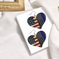 thumbnail image 4 of Heart Shaped Leather Earrings America Thin Blue Line Flag Leather Earrings Jewelry Gifts For Women, 4 of 6