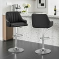 thumbnail image 2 of VECELO Set of 2 Swivel Bar Stools, Adjustable Counter Height Barstools Faux Leather Chair with Backrest and Armrest, Black, 2 of 11