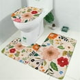 thumbnail image 2 of Bright Pioneer Flower Bathroom Rugs Sets 3 Piece,Toilet Cover Set,Absorbent Non Slip Bathroom Mats Sets with U-Shaped Contour Rug Toilet Rug Set, 2 of 5