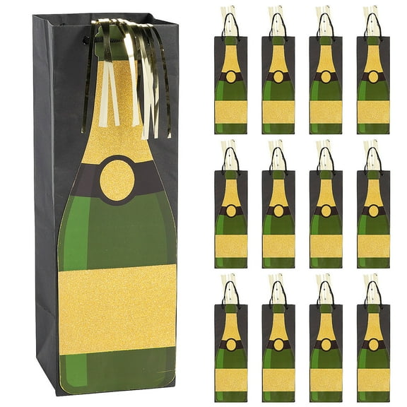 4 3/4" x 14" Champagne Paper Gift Bags - 12 Pieces