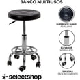 thumbnail image 3 of Banco Multifuncional Taburete Giratorio Aciento De Espuma Suave con Ruedas Redondo Banco De Trabajo Silla Giratoria con Reposapiés De Altura Ajustable para Oficina Salón SPA Tatuajes, 3 of 5