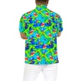 thumbnail image 2 of LA LEELA Men's Vacation Cruise Holiday Tops Stylish Summer Short Sleeve Hawaii Shirt Button Down Collar Shirts For Men L Parrot Palm, Bright Blue, 2 of 6
