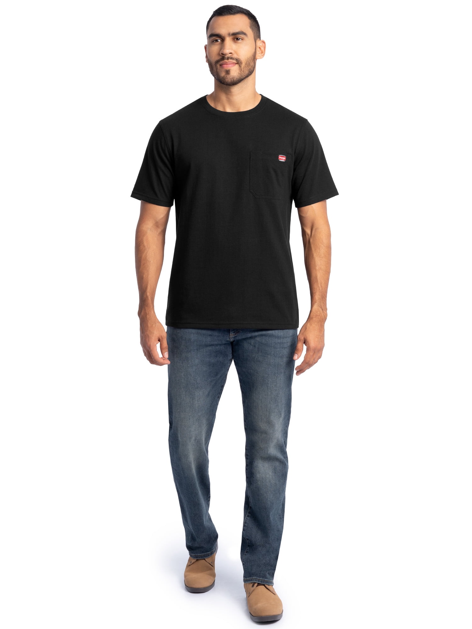 Wrangler Workwear Men's Short Sleeve Heavyweight Pocket Crew Work Shirt, size S-2XLT