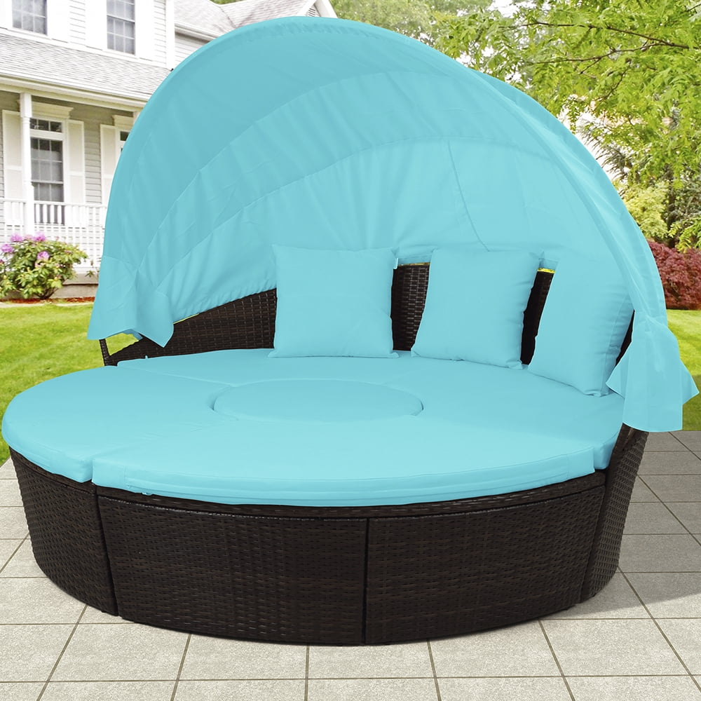 Outdoor Daybed Canopy Pool Inflatable Chaise Lounge Island Sunbed Lounger Garden