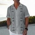 thumbnail image 2 of YDDIAN Mens Short Sleeve Guayabera Shirts Linen Cotton Button Down Mexican Embroidered Cuban Wedding Shirt Summer Tops Gray M, 2 of 4