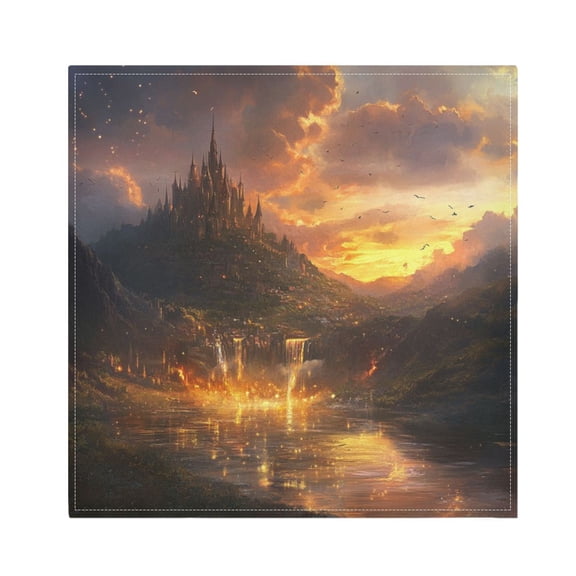 Napkin Satin Napkin 20*20Inchx1 Kitchen Towel Dinner Plate Towel Decorative Towel Napkin Tea Towel Suitable For Kitchen Table Beautiful Castle