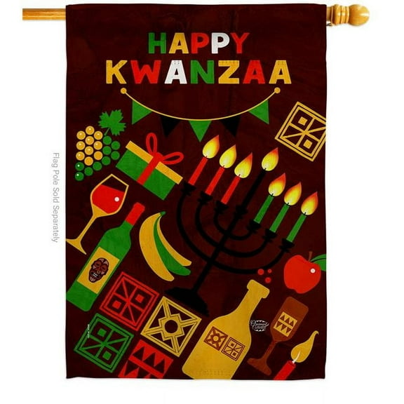 Ornament Collection H192723-BO 28 x 40 in. Kwanzaa Mazao Black History Double-Sided Decorative Vertical House Flags - Decoration Banner Garden Yard Gift