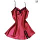 thumbnail image 1 of Camisón de encaje con cuello en V y espalda descubierta, camisón sedoso, ropa de dormir para mujer, rojo vino, M Vogacara AP001175-02B, 1 of 7