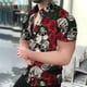 thumbnail image 2 of Camisa para hombre estilo hawaiano con estampado de calavera de terror, flores, cuello abatible, un solo botón, informal, para playa y resort, novedad de 2024, 2 of 5
