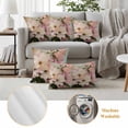 thumbnail image 6 of Spring Flowers Pillow Covers 2 Pack Vintage Oil Painting Pink White Floral Newspaper Texture Pillowcase Waterproof Outdoor Throw Pillow Cover for Patio Garden Square Cushion 20”x20”, 6 of 9