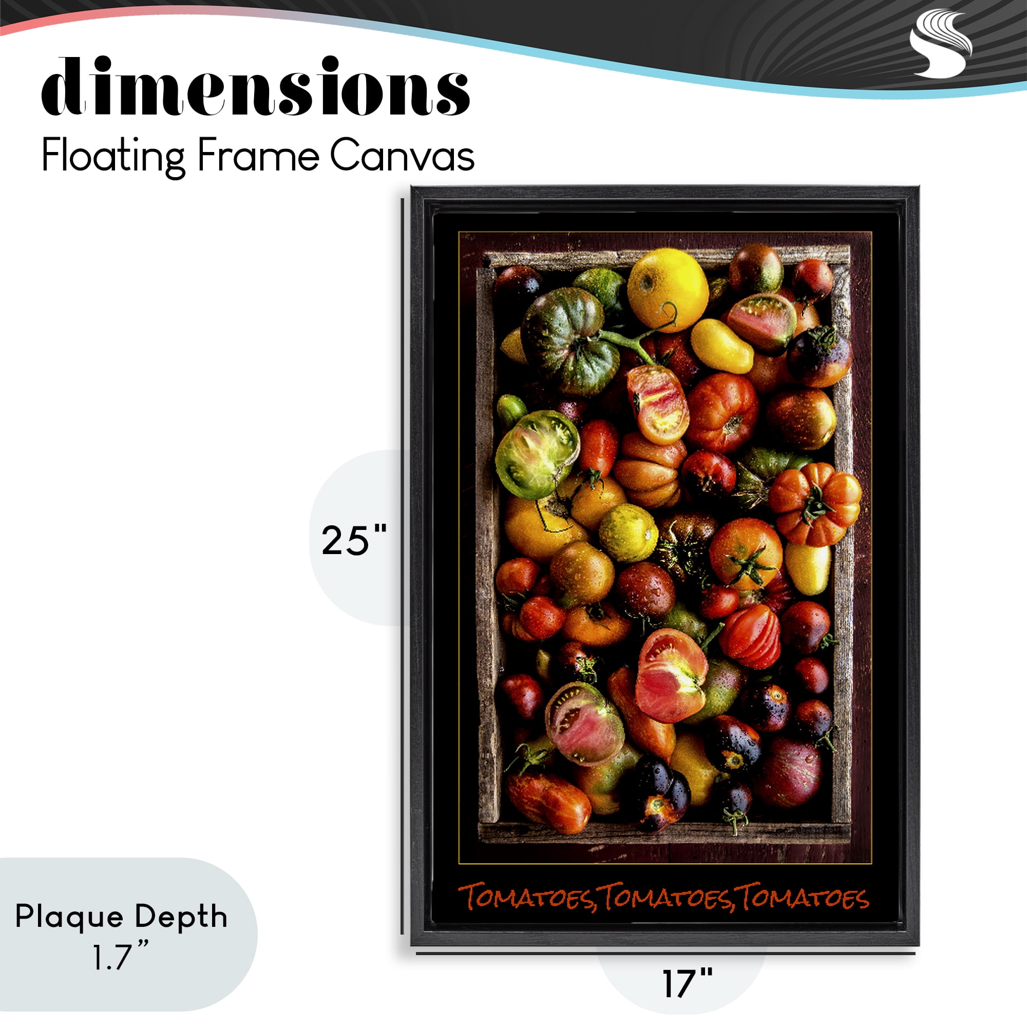 Stupell Industries Ripe & Bountiful Tomato Harvest Black Framed Floater Canvas Wall Art, design by Carl Kravats