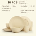 thumbnail image 2 of Homienly 16-Piece Wheat Straw Dinnerware Set, Service for 4, Plates, Bowls & Cups, Microwave & Dishwasher Safe, Beige, 2 of 8