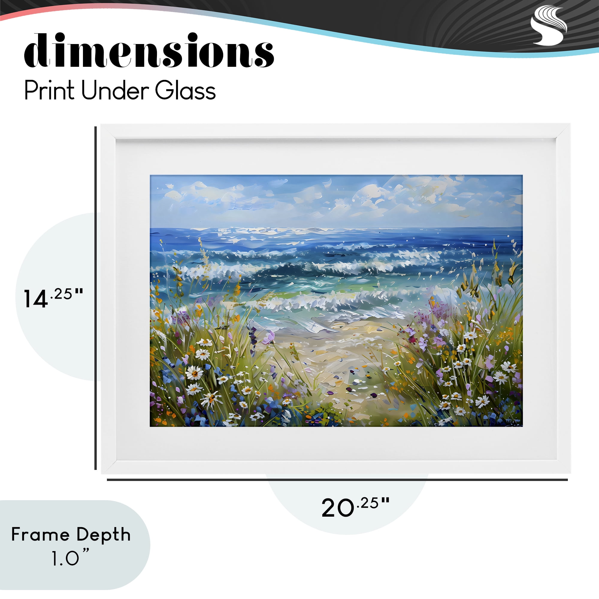 Stupell Industries Floral Beach Meadow by Ocean White Framed Print Under Glass, design by Creative Studio