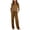 Brown, variant on Womens 3/4 Sleeve Lounge Set Crewneck Top and Long Pants with Pockets Sleepwear