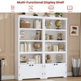thumbnail image 4 of 69 inch 5 Tier Bookcase with Doors and Adjustable Shelves, Modern MDF Storage Cabinet with Anti Tip Kit, Freestanding Display Rack for Home Office Living Room, Wood Grain Embossed Black White Gray, 4 of 7