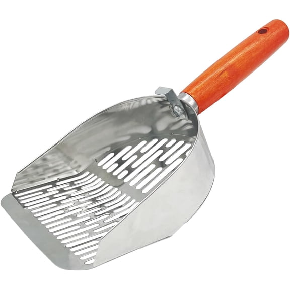 Metal Cat Litter Scoop - Stainless Steel Kitty Pooper Sifter,Long Handle Deep Shovel Kitten Scooper