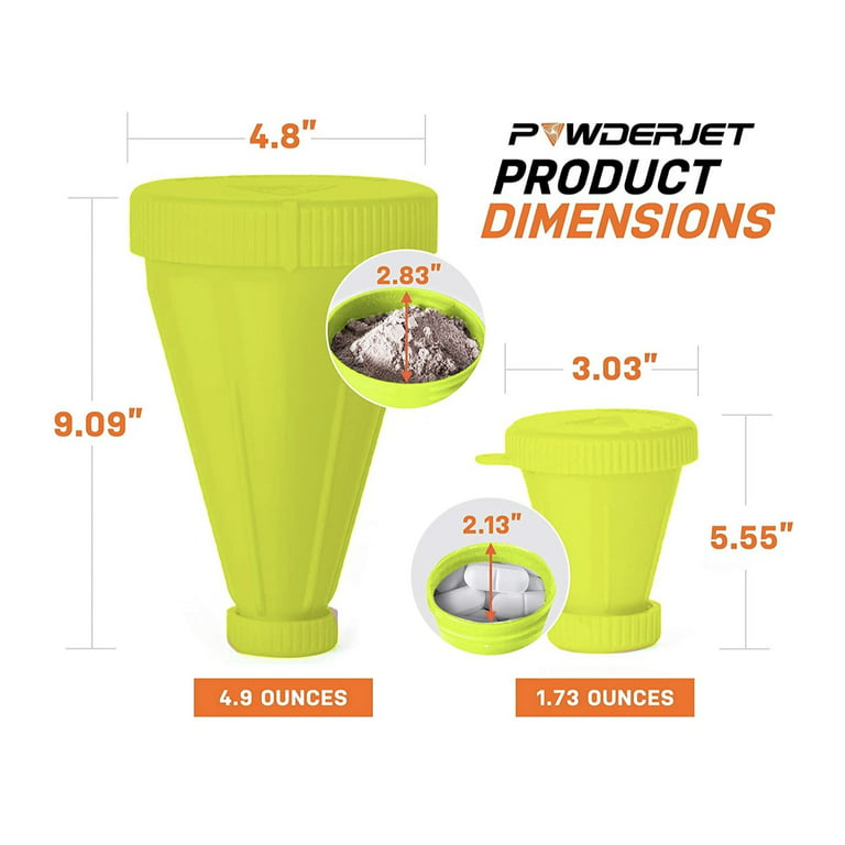 Lime 2 Sizes TSA-APPROVED 3-in-1 Protein Funnel Powder Device, Protein  Powder Containers to Go, and Powder Mixer, Tight-Lock Containers for Protein  Powder and Pre Workout Powder, Pack of 2, 150cc an 