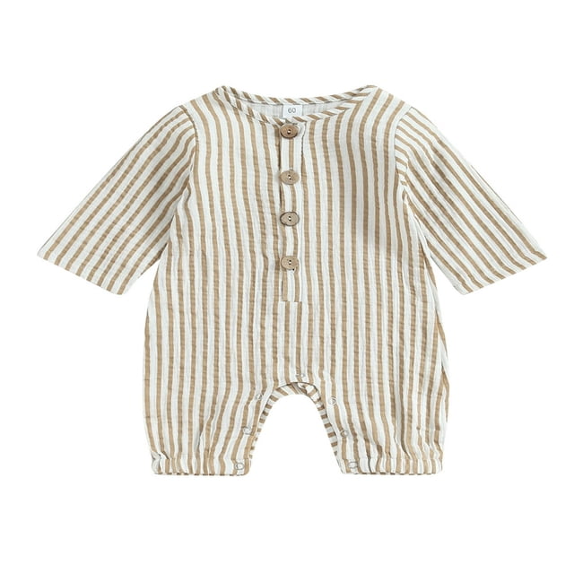 Perruques à Col Rond avec Motif Rayé et Fermeture à Bouton pour Bébé Garçon et Fille