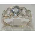 thumbnail image 2 of LBG British Made 18k White Gold Natural Aquamarine Womens Band Ring - 33 size options - Size 9.5, 2 of 6