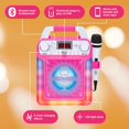 thumbnail image 3 of Máquina de karaoke portátil para adultos y niños - Altavoz incorporado, Bluetooth, luces LED, micrófono con cable - Con efectos de cambio de voz, 3 of 5