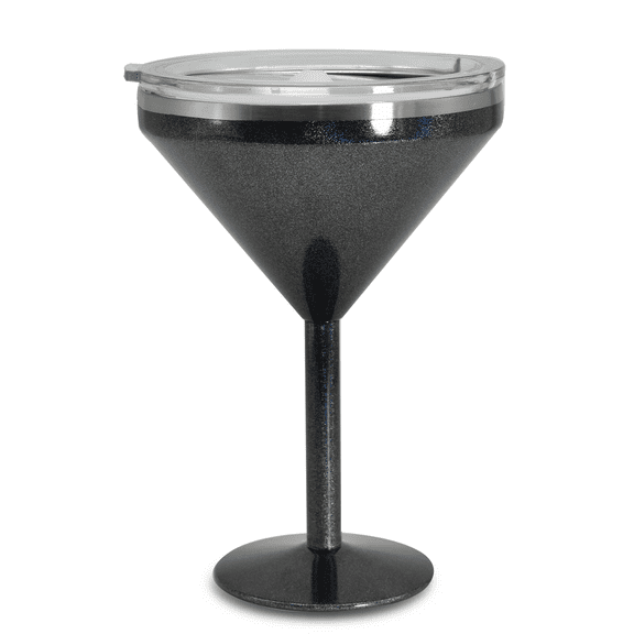 AGH 10oz Stainless Steel Martini Tumbler with Lid, Double Wall Vacuum Insulated in Shimmer Black