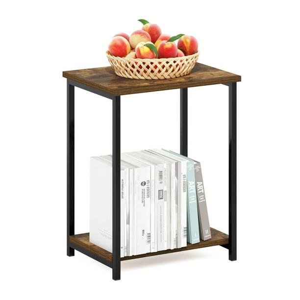 Mesa auxiliar Furinno Simplistic con estructura metálica de pino ámbar