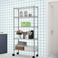 thumbnail image 3 of Ktaxon Commercial 5 Tier Storage Rack, Adjustable Rolling Metal Garage Shelving Chrome, 35''W x 14''D x 65''H, Capacity for 440lbs, 3 of 8