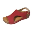 thumbnail image 2 of HTHLVMD Slip On Sandals for Woman, Plus Size Women's Hook & Loop Sandals - Platform Beach Wedges With Breathable Cut-Out Design & Non-Slip Stitched Seams, Wide Width Orthopedic Summer Shoes, Red 8, 2 of 7