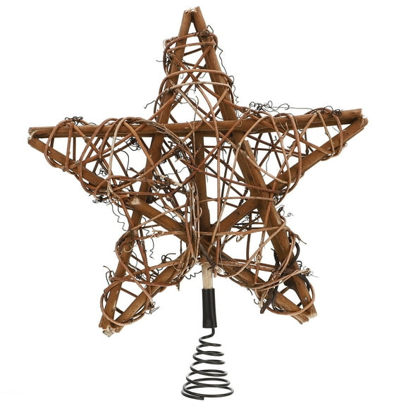 OUNONA Reusable Christmas Tree Topper Brown Iron and Rattan Decorative Holiday Ornament for Xmas Tree