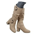 thumbnail image 3 of WEAIXIMIUNG Bottines Mode Femme Solide Automne Hiver Semelle Épaisse Talons Carrés Fermeture Éclair Mi-Hauteur Bout Rond Chaussures, 3 of 7