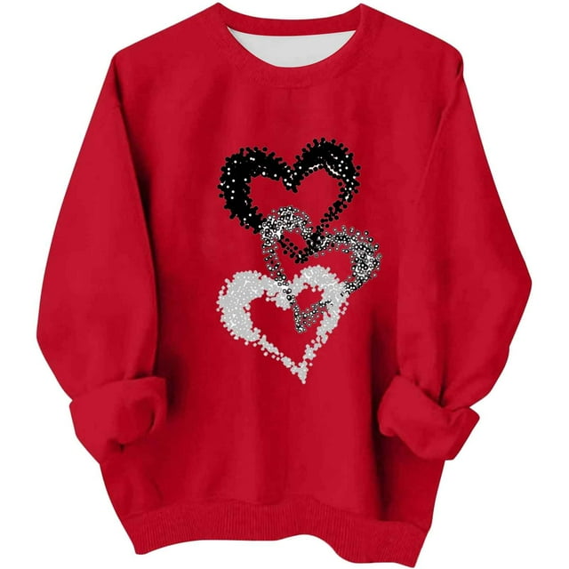 Sudadera sin capucha para niñas, cuello redondo, sudadera extragrande, estampado de San Valentín, manga larga, para niñas de 1 a 15 años