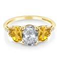 thumbnail image 2 of Gem Stone King 2.44 Ct Oval White Topaz Yellow Citrine 10K Yellow Gold Ring (Size 7), 2 of 4