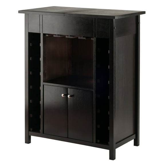 Contemporary Home Living 37" Espresso Elegant Yukon Wooden Wine Cabinet