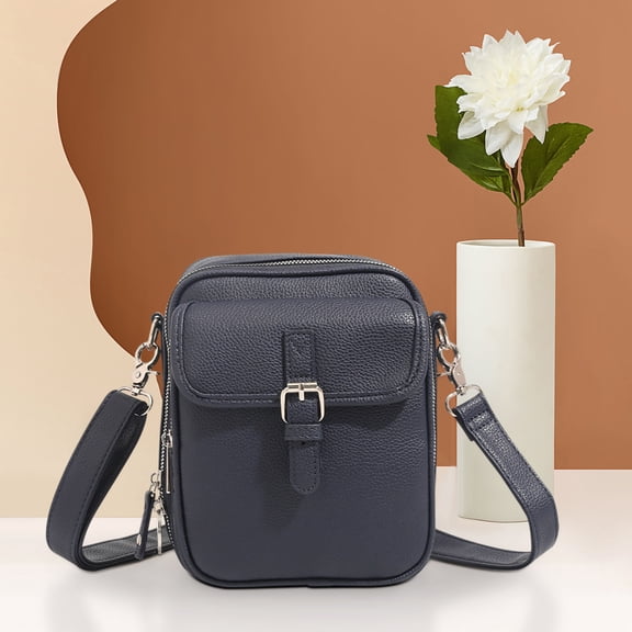 Vintage Leather Crossbody Bag for Men and Women, Multifunctional Mini Messenger Purse with Anti-Theft Zip and Adjustable Strap, Spacious Small Purse for Travel and Daily Use