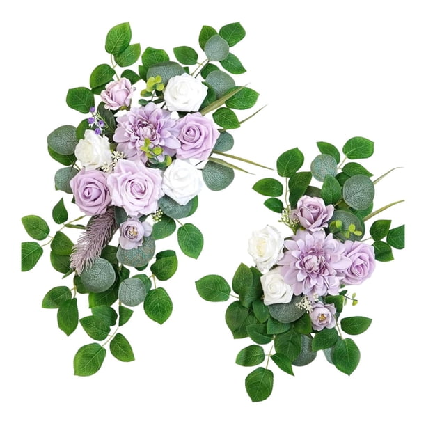 2 piezas de flores artificiales para arco de boda, decoración floral versátil estilo bohemio. Púrpura