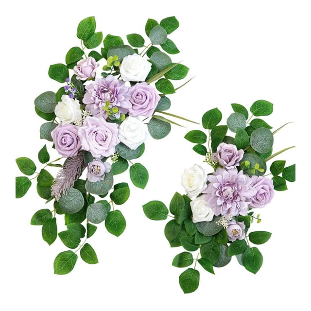 2 piezas de arcos de boda con flores artificiales decorativas, hermosos arcos decorativos bohemios. Púrpura