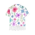 thumbnail image 4 of AJTQTH Tshirts for Girls Stylish Floral Print Short Sleeve Tees Cute Lace Patchwork Round Neck Blouses Summer Tops Multicolor#01 3 Years, 4 of 4