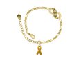 thumbnail image 2 of Delight Jewelry Silvertone Yellow Ribbon Gold-tone Paw Infinity Link Chain Bracelet, 6"+2" Extender, 2 of 3
