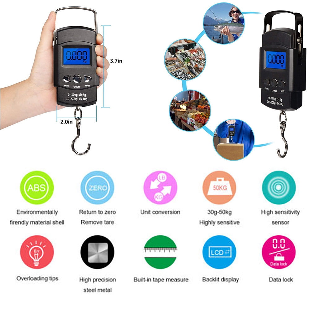 Hand LCD Electronic Digital Scale Travel Fish Luggage Hanging Hook Weight for Home Office Men Women Gift