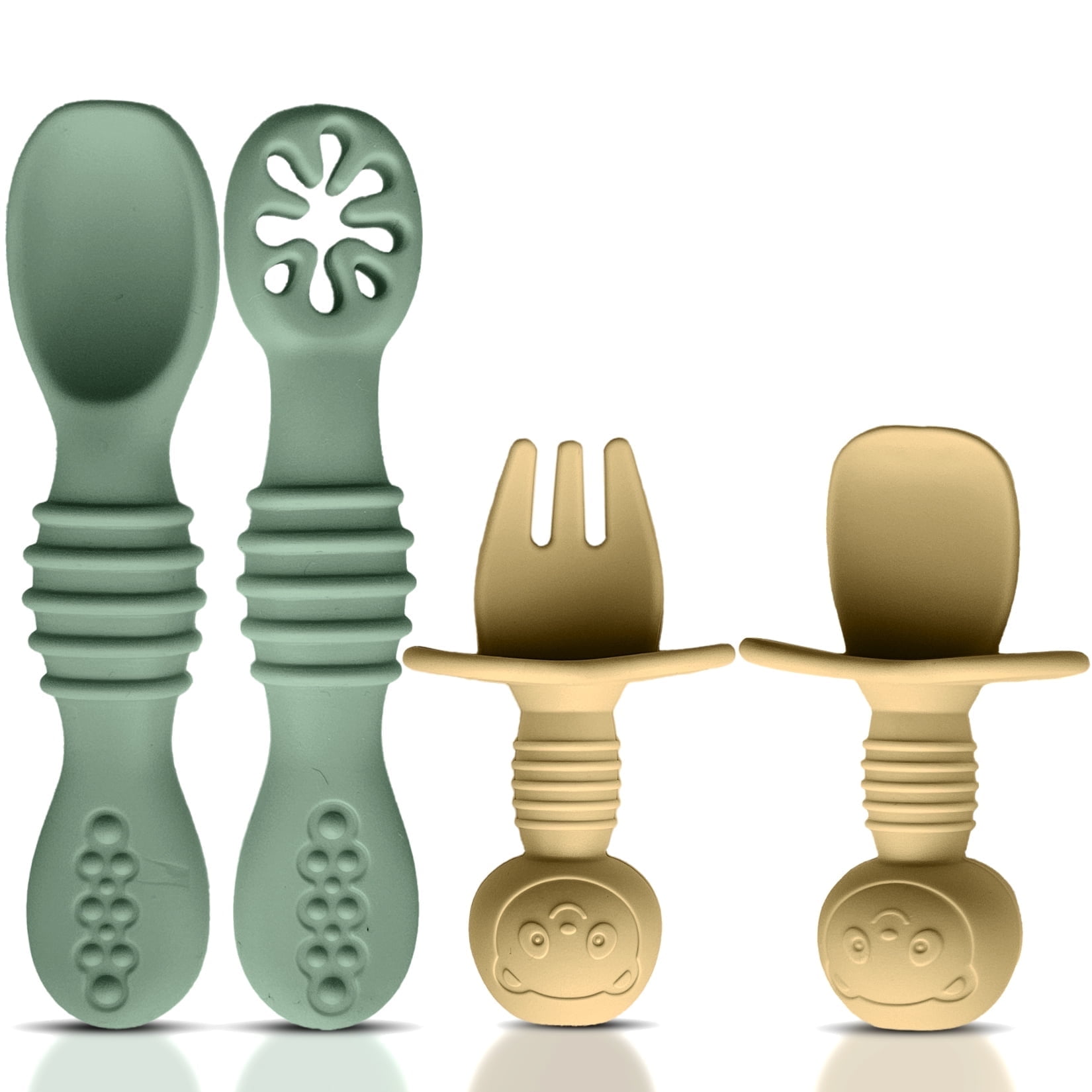 Silicone Spoon And Fork Set For Training Young Kids