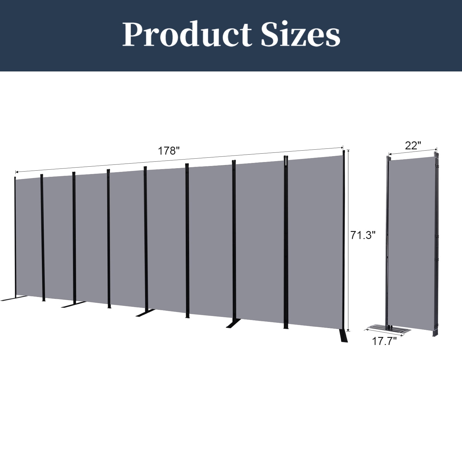 Room Divider Folding Privacy Sceens 8 Panel Partition Room Dividers 88'' Room Divider Wall Screen, Upgrade (Wider Feet) Portable Temporary Wall for Room Separation Wall Divider for Home Office Dorm
