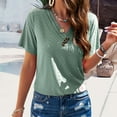 thumbnail image 7 of BLVB Womens Summer Tops Casual V Neck Tee Shirts Short Sleeve Button Fashion Loose Blouse Hollow out Work Tops, 7 of 7