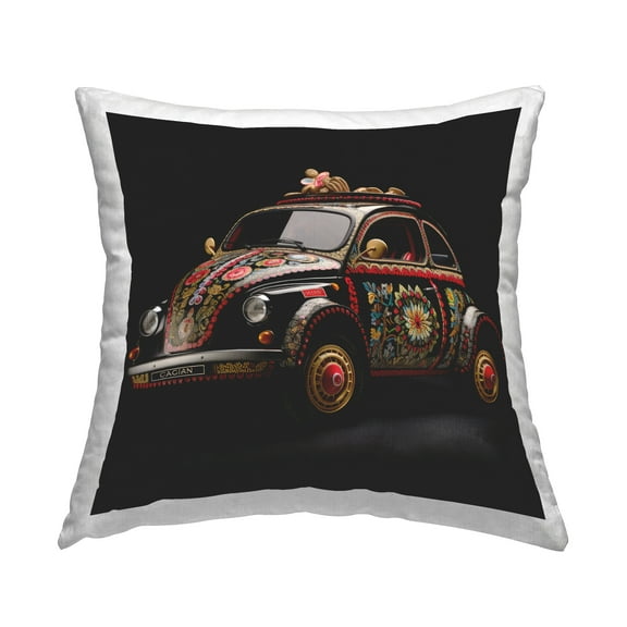 Stupell Industries Floral Patterned Car Decorative Printed Throw Pillow, 18 x 18